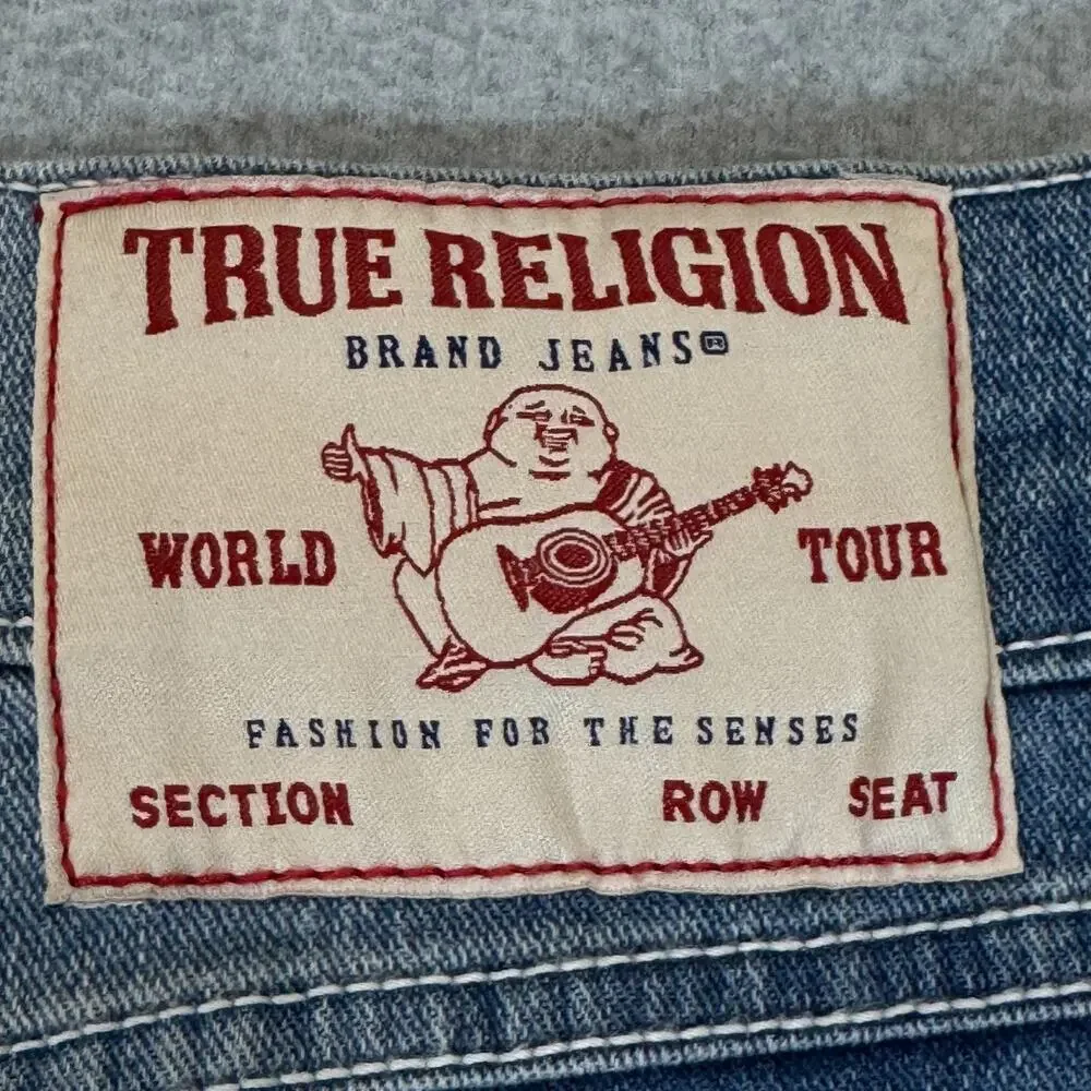 True Religion Men's Rocco SN Flap Relaxed Skinny Jeans 38x32 Light Wash NWT